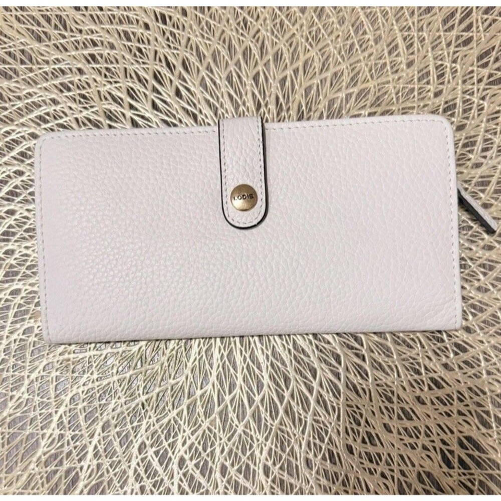 LODIS Genuine Leather Iris Skinny Wallet Snap Closure ID RFDI Protection